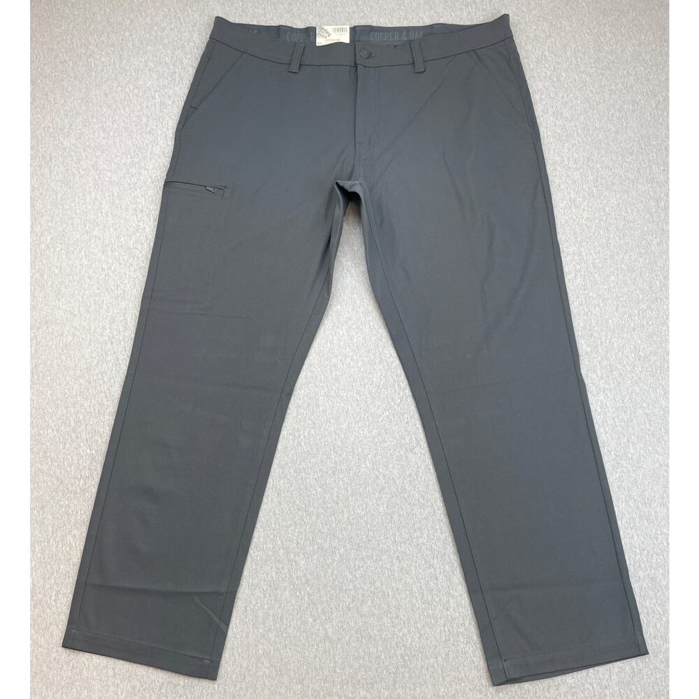 Copper‎ & Oak Pants Mens 40x32 Gray Utility All Day Comfort Flat Front Straight